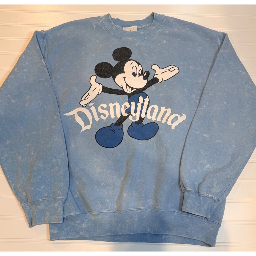 Disney Parks Disneyland Mickey Mouse Acid Wash Sweatshirt Blue Medium